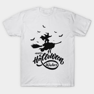 Happy Halloween Beauty Witch Flying Broom T-Shirt